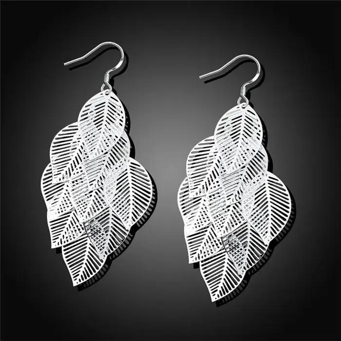 Boucles d'oreilles longues plaquées argent pour femmes