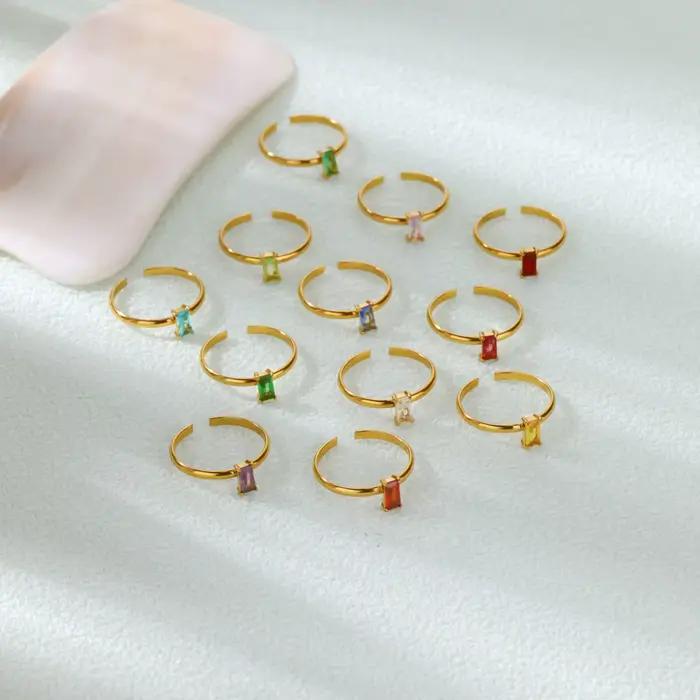 Bagues de naissance carrées mignonnes pour femmes, élégantes, à la mode, couleur or, en acier inoxydable, Unique, bijoux, cadeau de fête, 2025