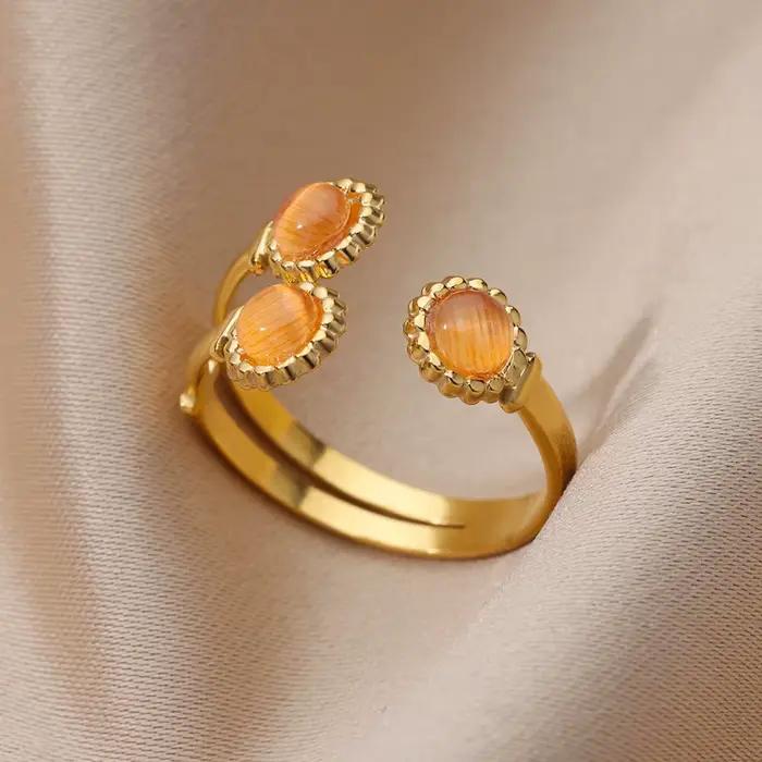 Bague en pierre verte pour femmes