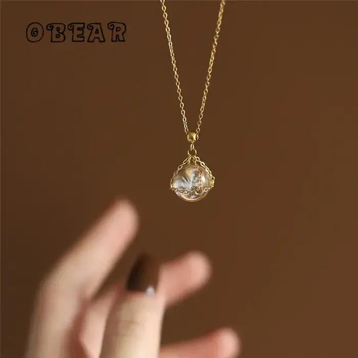 Boucle de cristal plaquée or 18 carats collier avec pendentif acier inoxydable pour femmes occasions spéciales mariage demoiselle d'honneur