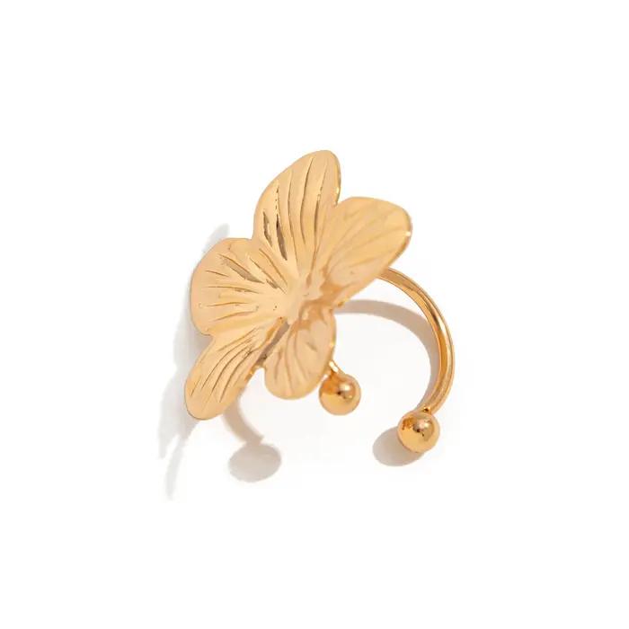 2 pièces/ensemble couleur or fleur oreille Clips boucles d'oreilles sans perforé pour les femmes mode pétale Floral