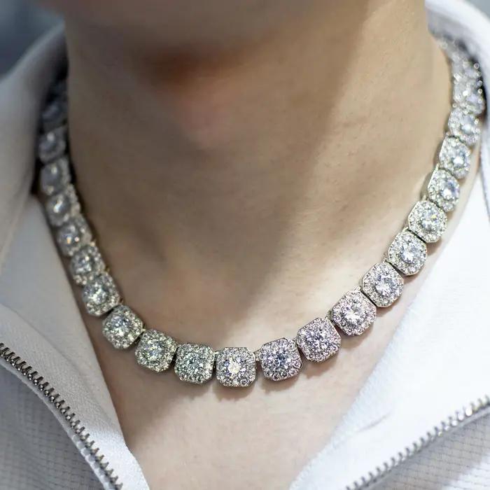 CUC – collier chaîne carrée en grappes de 12mm pour femmes et hommes