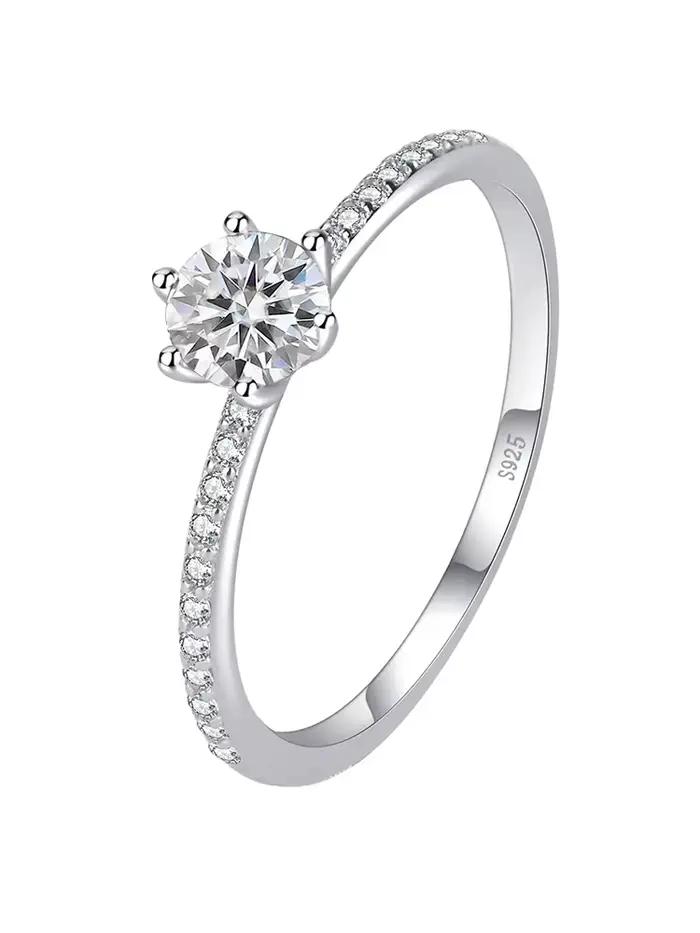 Bague en argent sterling 925 sertie de zirconium pour femmes engagement mariage alliance de mariage elegant zirconium brillant