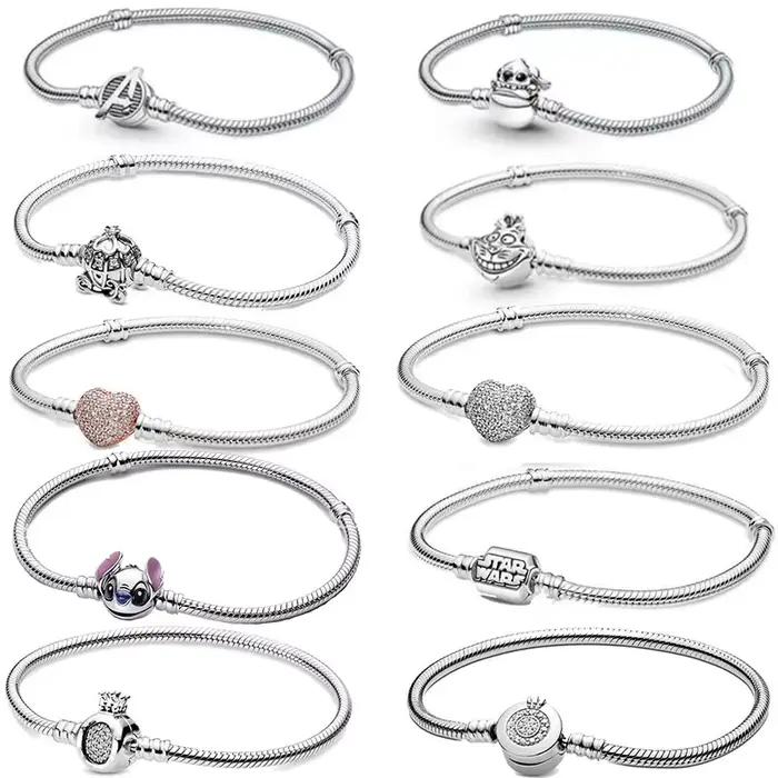 MINISO – bracelet en os de serpent avec couronne en argent sterling S925, adapté au bracelet DlY ori