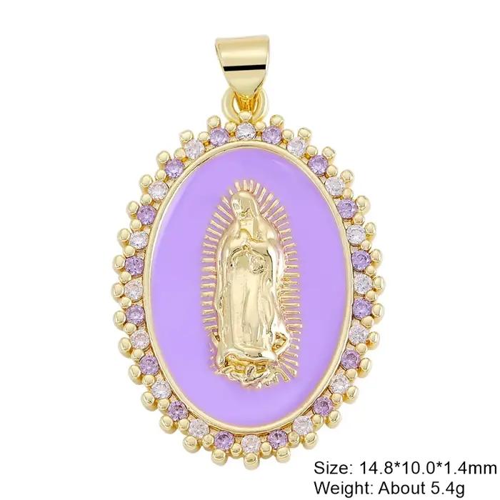 Juya 18K plaqué or perle coquille émail chrétien Saint vierge marie breloques pour bricolage chapele