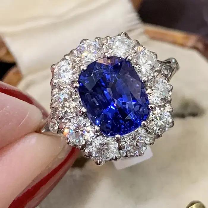 Huitan – bague en zircone cubique bleue scintillante pour femmes