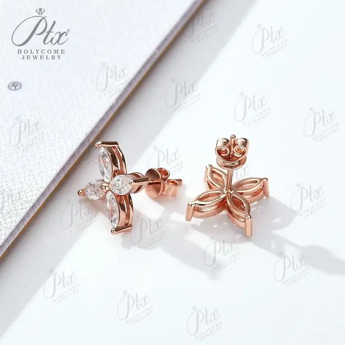 Boucles d'oreilles en Moissanite en forme de Marquise