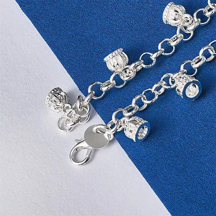 Bracelet cloche exquis en argent sterling 925 de 8 pouces pour femmes