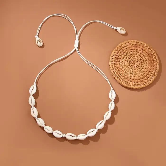 Bracelet et collier bohème hawaïen coquillages corde chaîne océanique femme été occasions spéciales