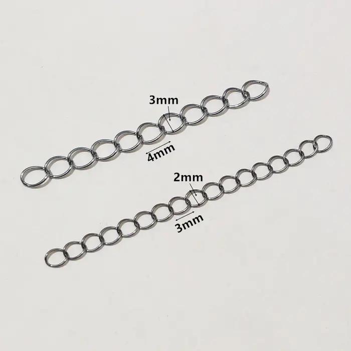 50pcs 50mm Longueur 3x2/4x3mm Collier Extension Chaîne En Vrac Queue Chaînes Extender Pour Bracelet BRICOLAGE Fabrication De Bijoux Accessoires