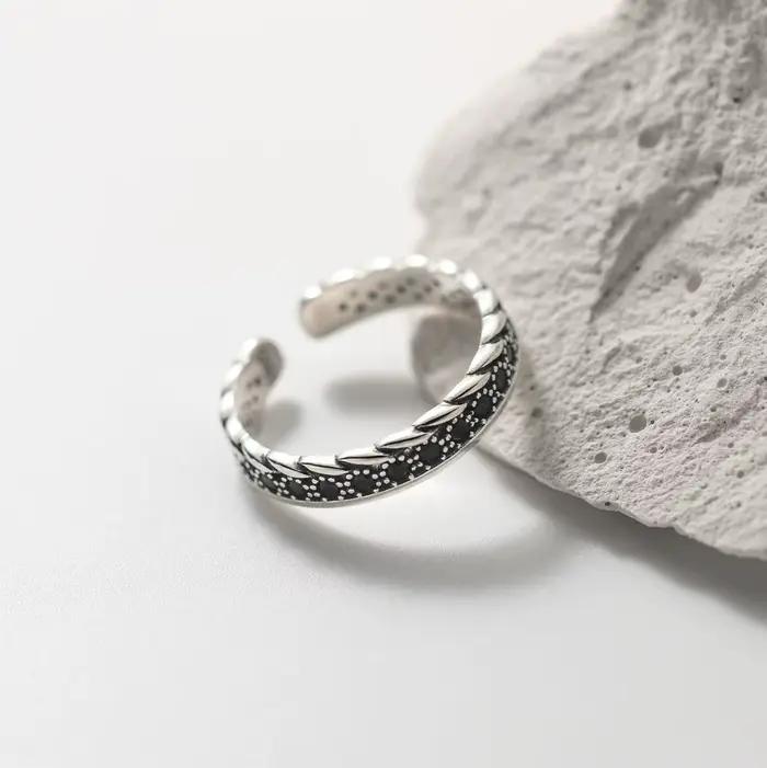 Bagues Géométriques En Argent Sterling 925 Avec Zircon Blanc Pour Femmes Luxe Mode Cocktail Occasion Spéciale