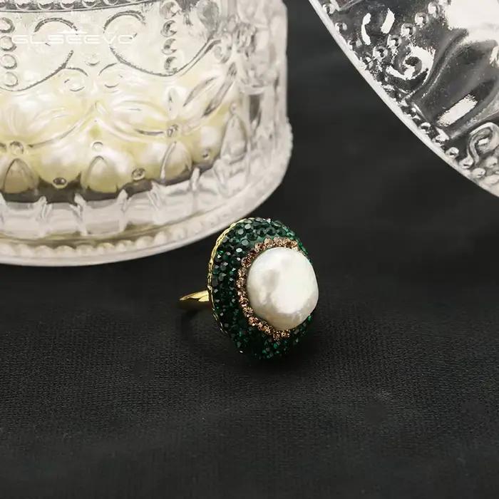 Bague en Perles Baroques Naturelles Irrégulières pour Femme