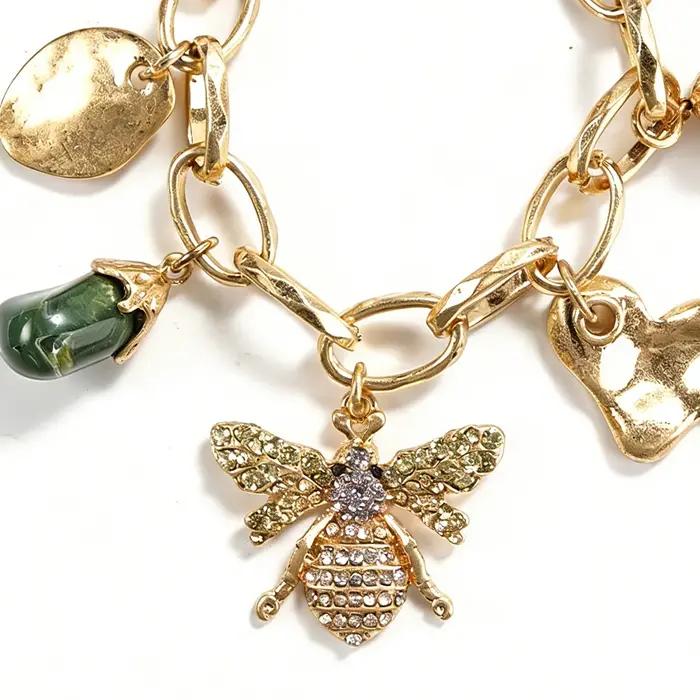 Bracelet à breloques abeille botanique