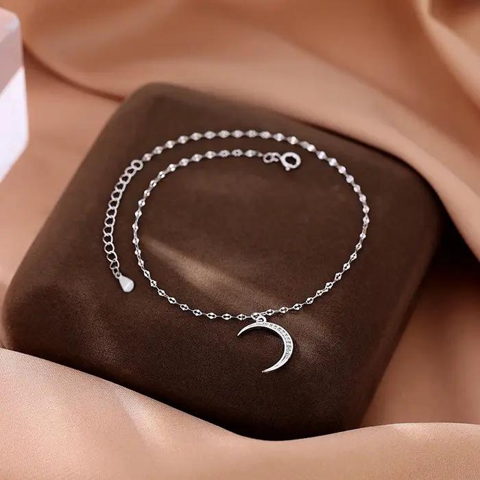 LYNNE 925 bijoux en argent Sterling exquis lune Zircon pendentifs bracelets de cheville femmes mode cadeau brillant plage pied chaîne PS-10010