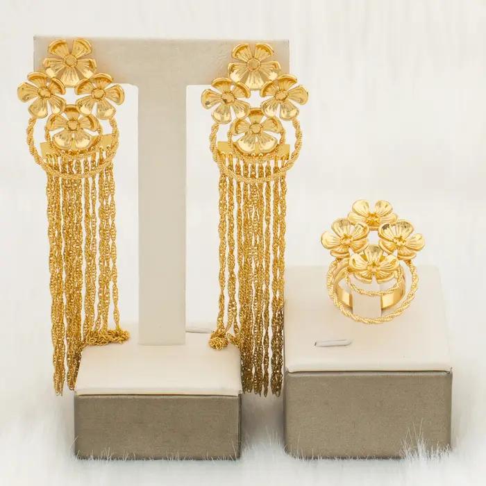 Boucles d'oreilles africaines de Dubaï pour femmes, boucles d'oreilles longues en forme de goutte d'eau, bijoux de mariage sexy pour jeunes femmes, gros bijoux légers