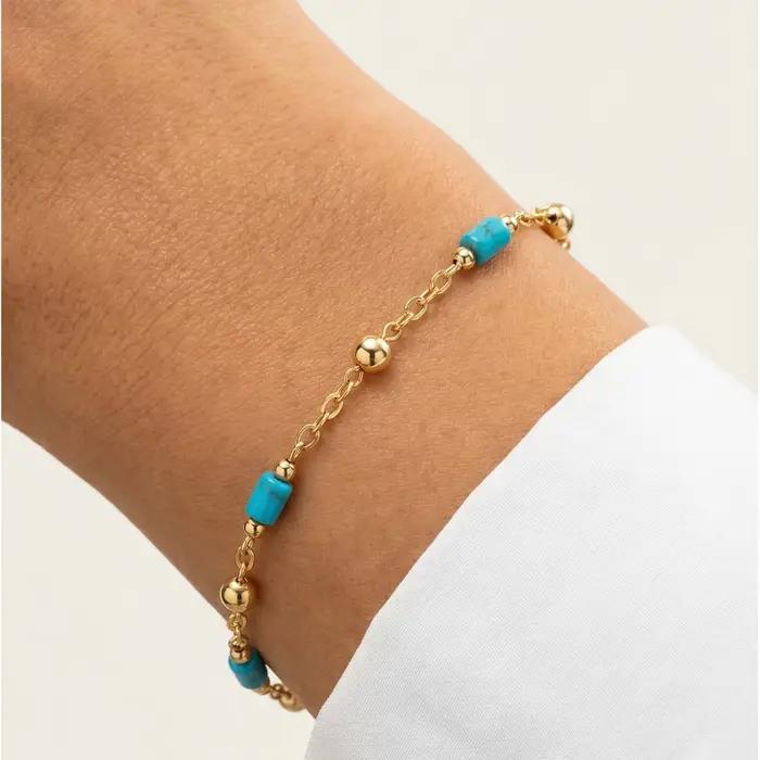 Bracelet Œil Turc En Acier Inoxydable Pour Femmes Perles Turquoises Chaîne De Maillons Protection Amulette Cadeau Occasions Spéciales