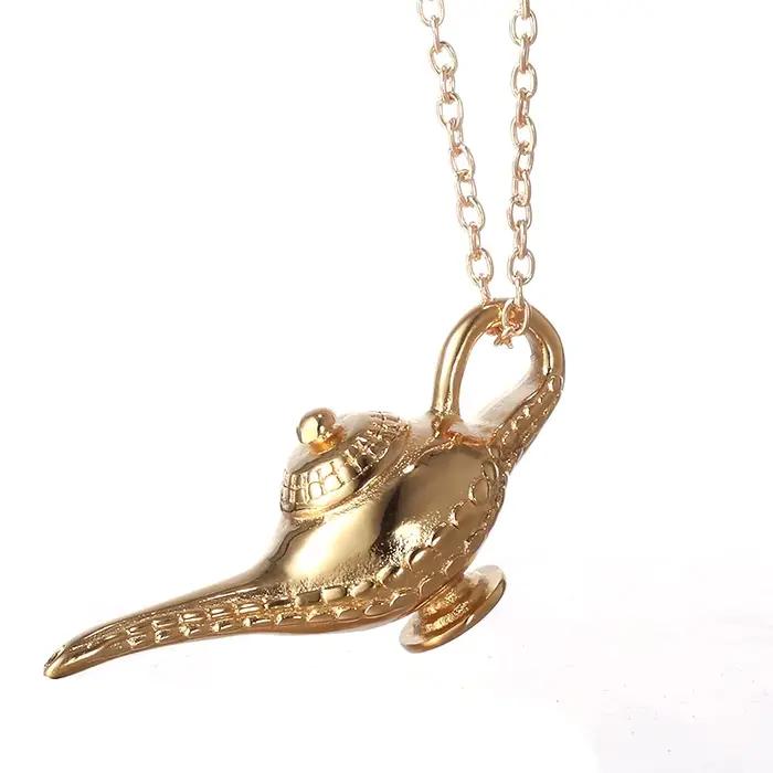 ZRM bijoux mode bricolage conte de fées Aladdin lampe magique pendentif à breloque collier ampoule en métal phare collier pour hommes femmes
