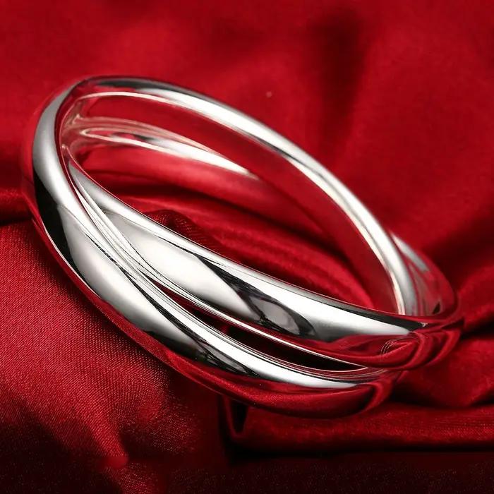 Bracelet à double anneau en argent Sterling 925 pour femmes