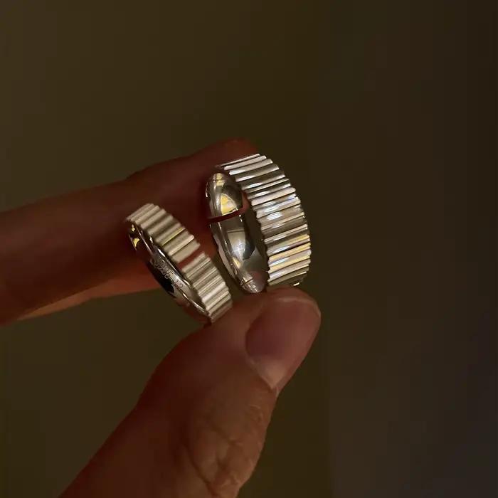 Bagues en acier inoxydable pour femmes et couples, matiques antiques ouvertes, équipement de luxe léger pour dames, bijoux ChimFine