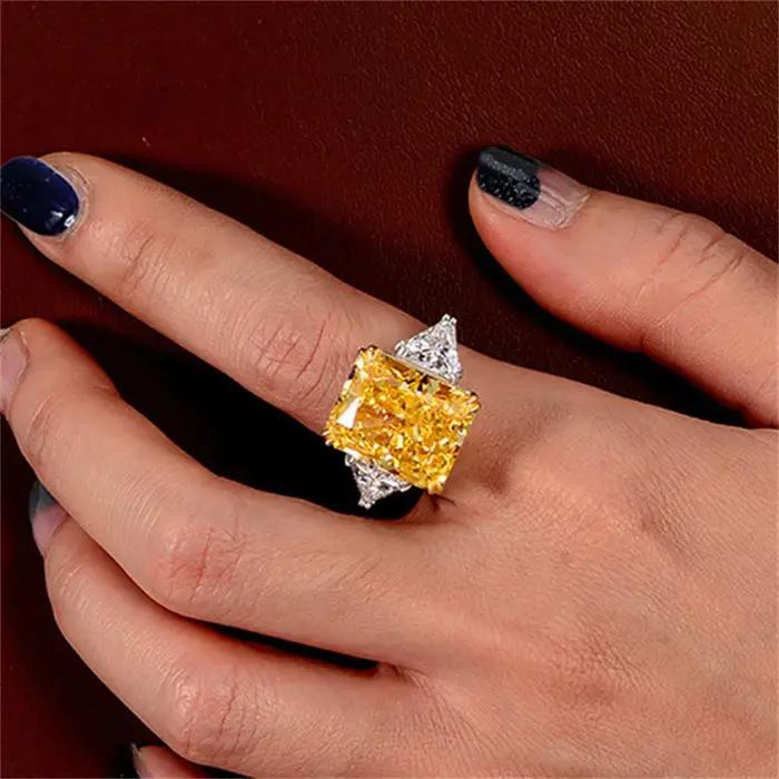 Grandes bagues géométriques de luxe en pierre carrée pour femmes