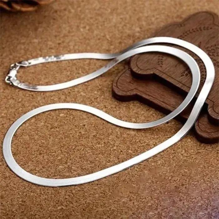 Collier chaîne plate en argent Sterling 925 pour femmes