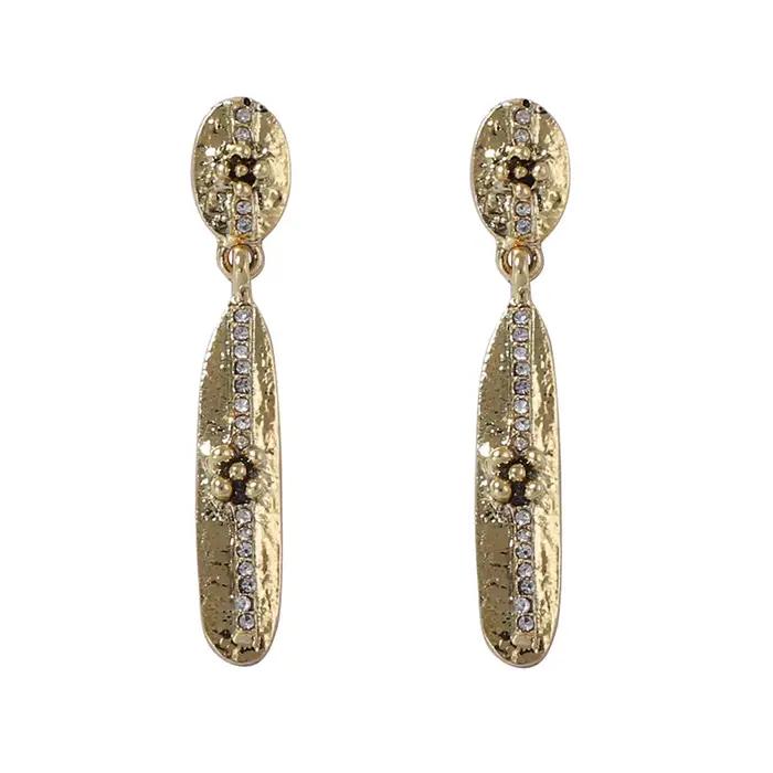 Nouvelles Boucles d'Oreilles Géométriques en Métal ZAA 2026 avec Strass Brillants pour Femme