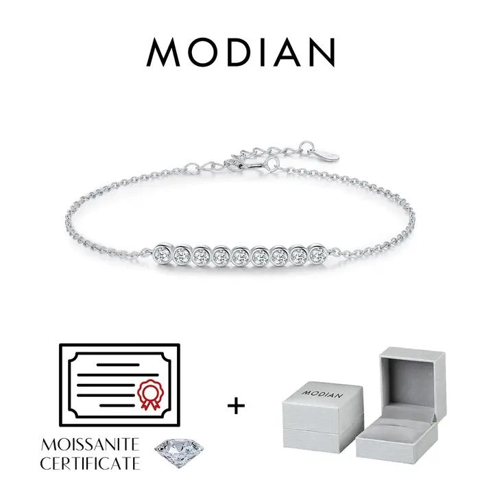 MODIAN D document-Bracelet simple Moissanite pour femme, argent regardé 925, diamant de laboratoire