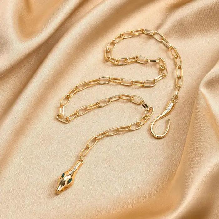 Collier Serpette en acier inoxydable pour femmes avec pendentif zirconium, bijou animal de compagnie élégant pour occasions spéciales
