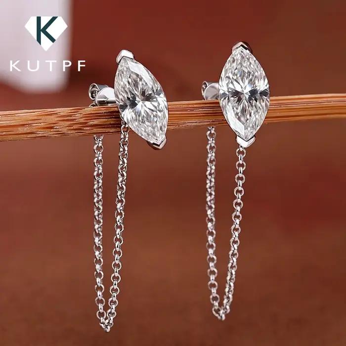 Boucles d'oreilles chaîne en moissanite taille marquise 0
