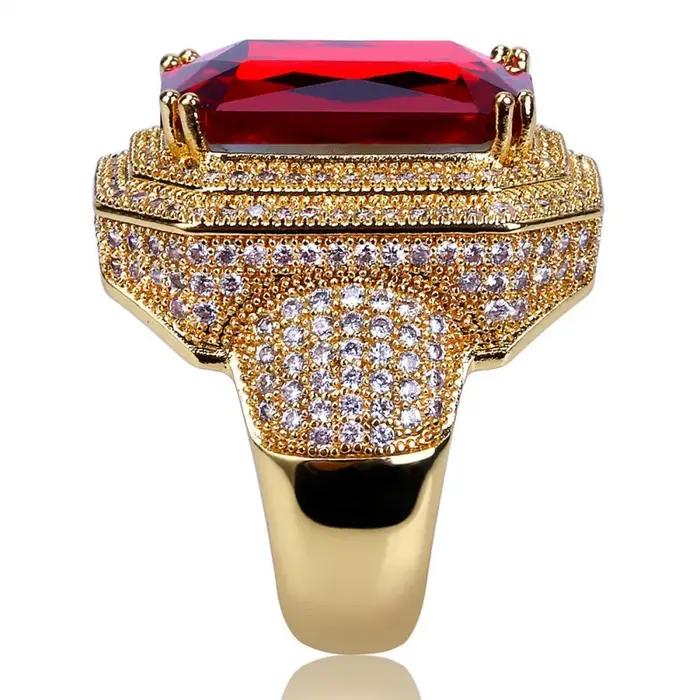 Bague Hip Hop de luxe haut de gamme plaquée or