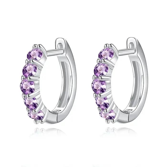 Boucles d'oreilles de luxe en argent Sterling S925 pour femmes, clous en pierre de naissance en cris