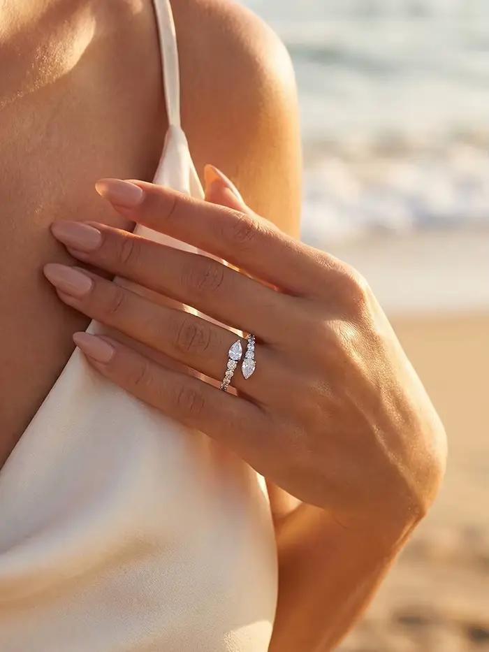 Bague réglable en argent Sterling 925 en forme de poire pour femmes, bague en Zircon à la mode, bijoux fins de haute qualité pour fiançailles et mariage