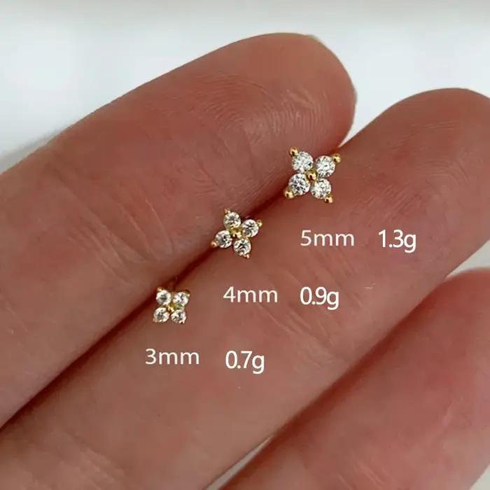 Boucles d'oreilles en argent sterling 925 serties de zirconium blanc pour femmes, style classique, bijoux minimalistes, accessoires de soins pour trous d'oreille occasions spéciales