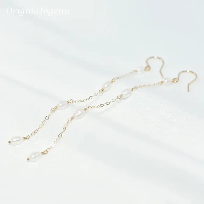 Boucles d'oreilles en perles naturelles remplies d'or 14K