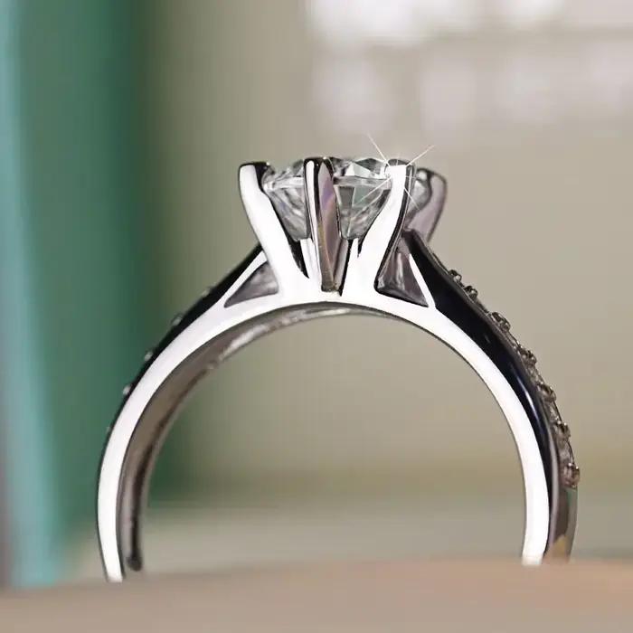 Bague classique de luxe en argent Sterling 925 pour femmes