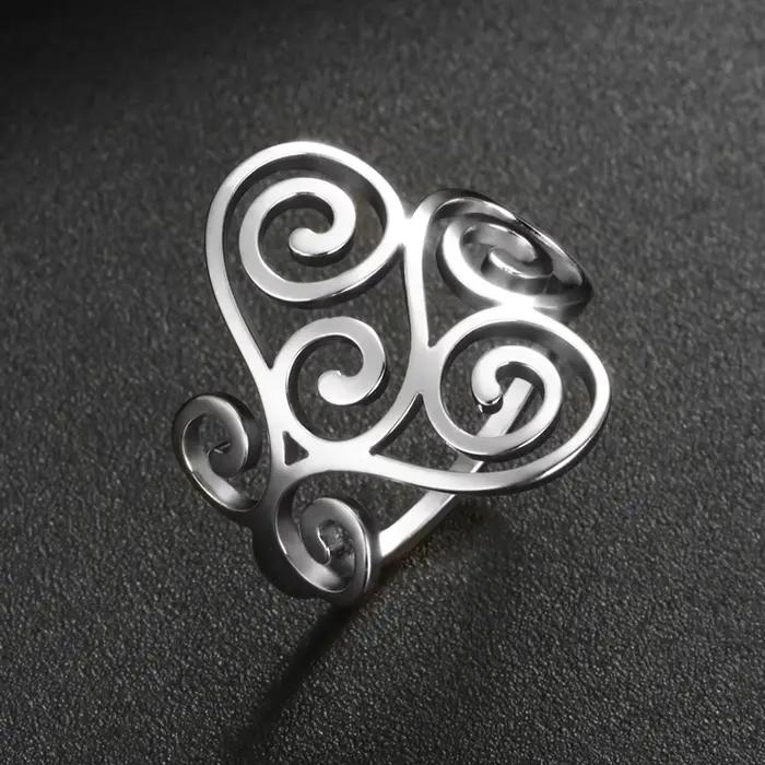 LIKGREAT Bague Vintage Filig123 Fleur Vague pour Femme, Bagues Esthétiques en Acier Inoxydable, Bijo