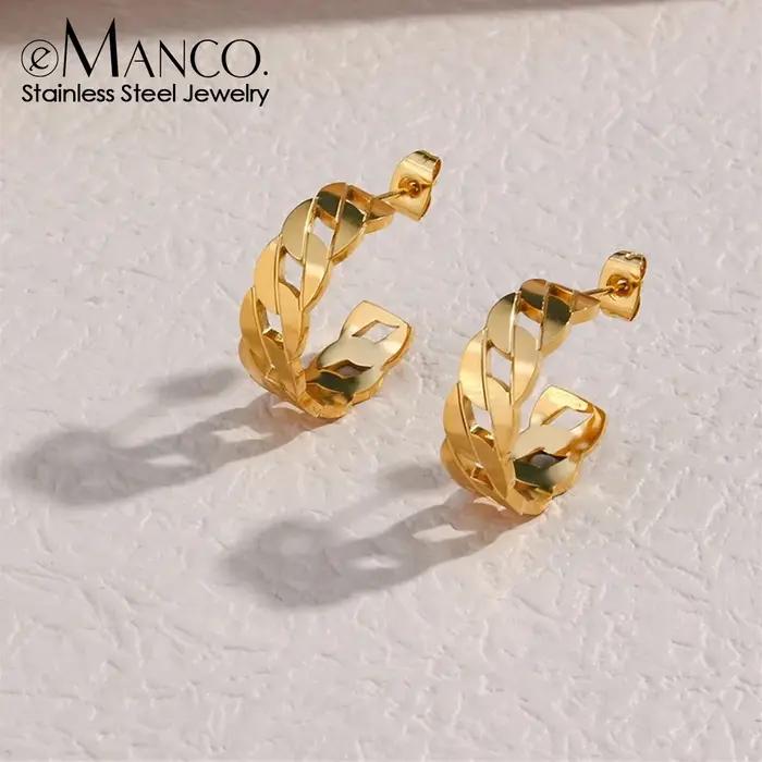 EManco – boucles d'oreilles tendance en acier inoxydable pour femmes