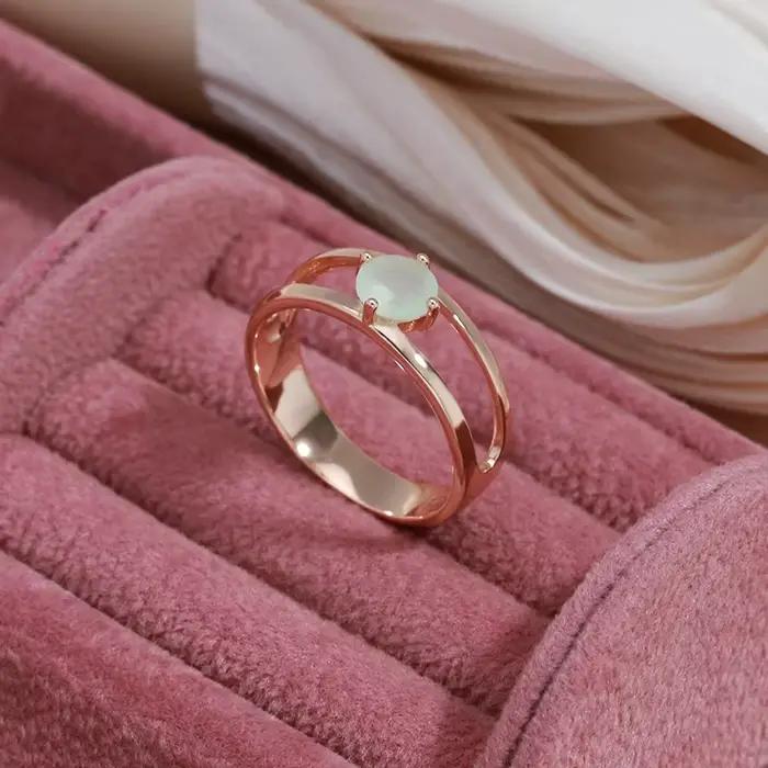 Bague en zircon vert émeraude plaquée or rose 585 pour femmes, alliance de mariage, bijoux pour occasions spéciales