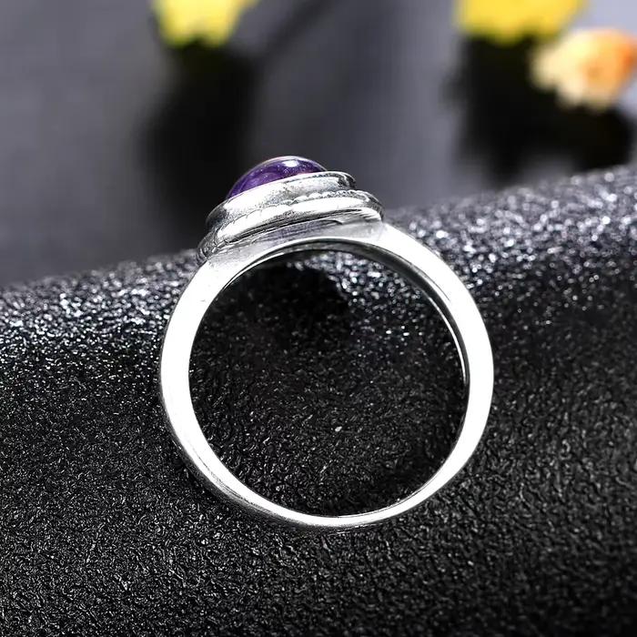 Bagues ovales en amethyste naturelle 925 argent sterling pour femmes occasions speciales vintage elegance高品质天然紫水晶戒指女士派对纪念日礼物