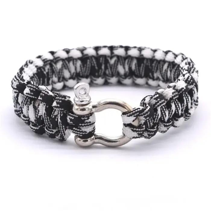 Bracelets de parachute de survie en acier inoxydable pour homme