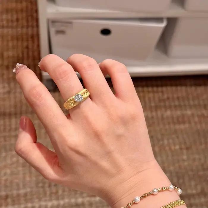 Bague Foydjew en zircone cubique plaquée or 18 carats pour femmes, alliance de mariage vintage avec effet tracker d'humeur pour soirées et occasions spéciales