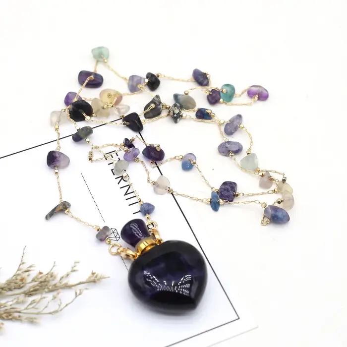 Charmant bijoux accessoires bouteille de parfum gravier chaîne en métal