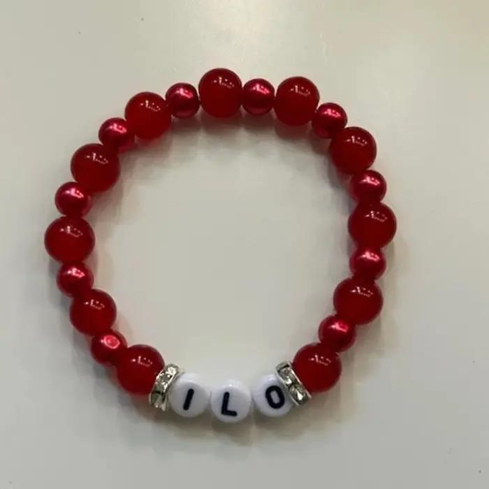 Bracelet en perles rouges et bleues fait à la main, breloque d'amitié unique, cadeau pour elle