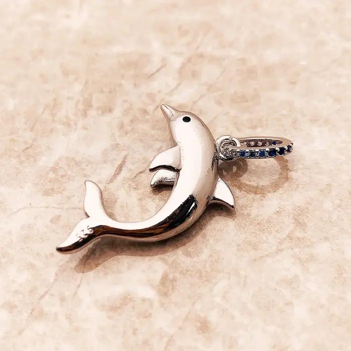 Pendentif dauphin bleu marque en argent Sterling 925