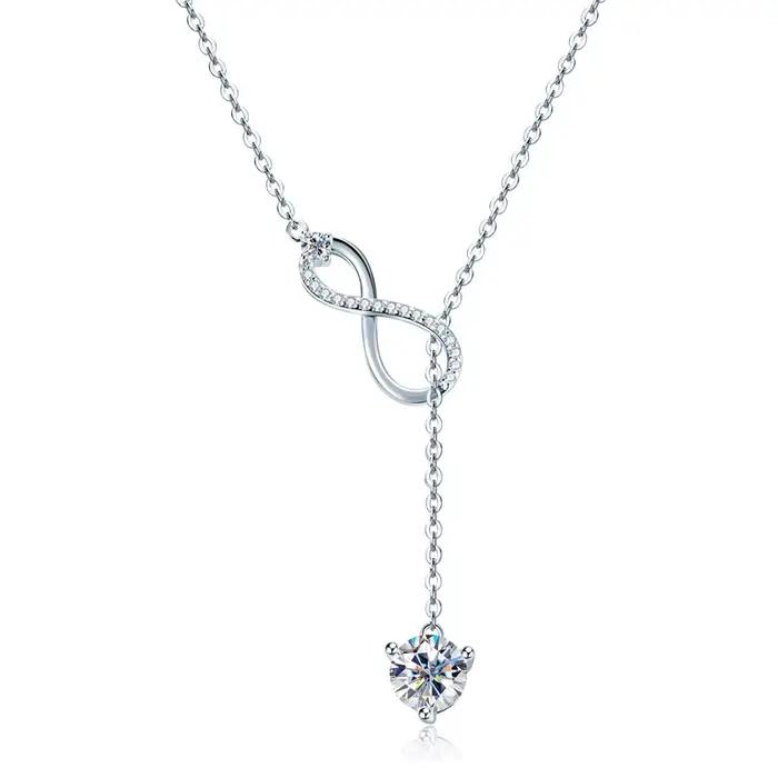 Anziw-Collier Extron en Argent 925 pour Femme, Pendentif Moisasnite en Forme de Y, Colliers de la ra