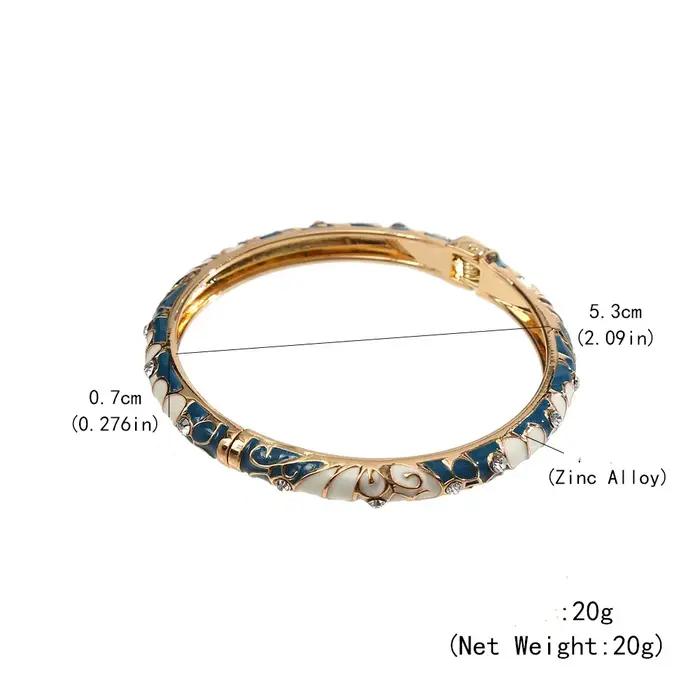 Bracelet vintage en émail cloisonné à motifs floraux et gouttes d'huile