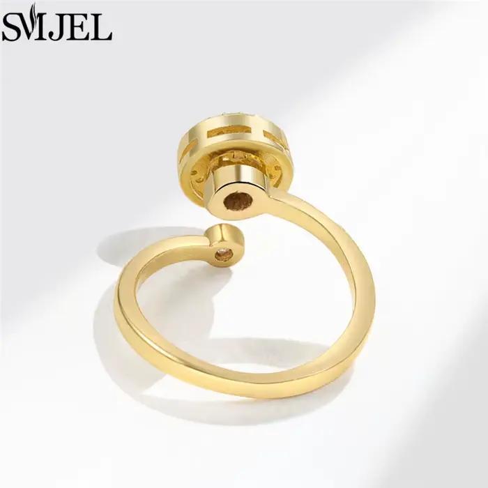 Bague de cocktail SMJEL avec motif daisy flower pour gestion du stress, pour femmes, occasions spéciales et soirées