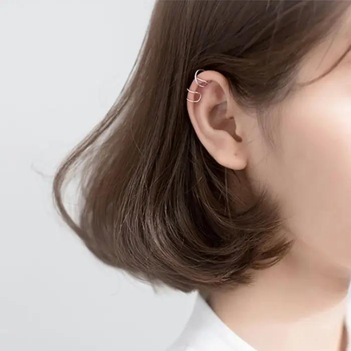 Boucle d'oreille en forme de C en argent regardé 925 pour femme