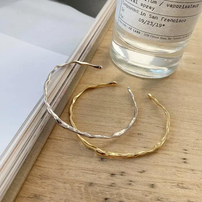 Bracelet ondulé en argent Sterling 100% massif 925