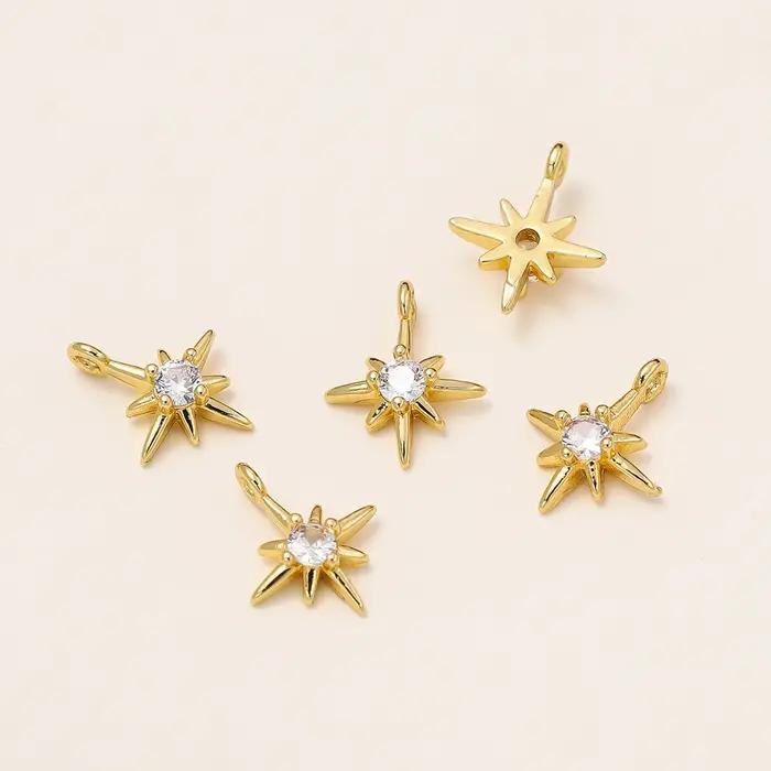 10 pièces/lot 18K couleurs or strass hexagramme étoiles pendentifs en laiton Bracelet breloque décoration pour collier fabrication de bijoux trouver